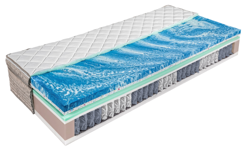 Vario Hybrid Cool Balance hűsítő és légáteresztő memóriahab és heterogén hideghab fekvőfelületű
topperrel (forgatható) egybeépített zónásított táskarugós matrac nedvesség- és hőszabályozó, hipoallergén huzatban